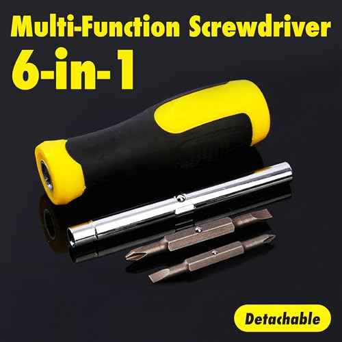 6-in-1 Screwdriver Set, Multi-Bit Screwdriver with Magnetic Tip, Screwdriver, Ergonomic Handle, Portable Repair Tool, Suitable for Home, Furniture, Automotive, Garden Use, etc.