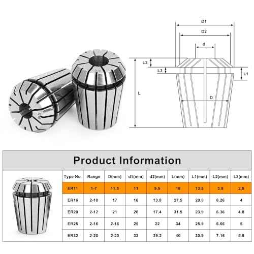 15pcs ER11 Spring Collet Set for CNC Engraving Machine and Milling Lathe Tool Workholding Engraving Collets including 1mm-7mm,1/4",1/8"