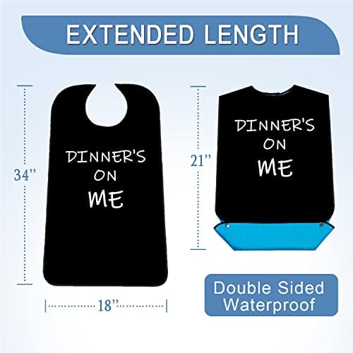 Adult Bibs with Crumb Catcher, Washable and Adjustable Adult Bibs for Women Men Elderly Seniors