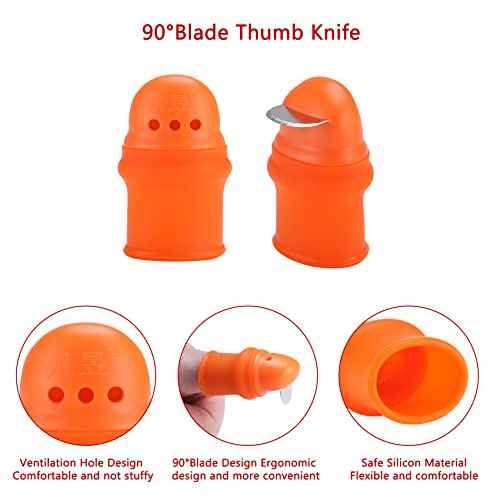 E-TING 12 Pcs Gardening Silicone Thumb Knife Harvesting Tool Finger Plant Fruit Picking Knives Separator Garden Tool