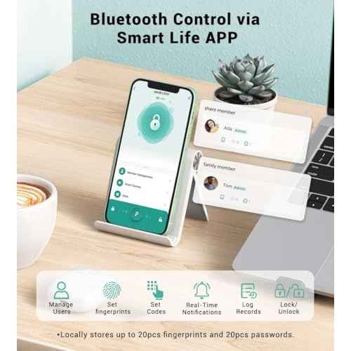 Keypad Smart Door Knob Lock, Fingerprint Keyless Entry Door Lock with Handle for Front Door and Bedroom, Electrionic Biometric Code Door Knob with APP, Auto Lock for Home Office Apartment Garage
