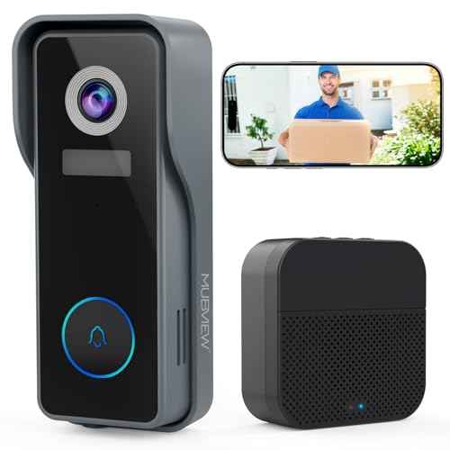 MUBVIEW Wireless Doorbell Camera with Chime, 2K Video Doorbell Wireless with Voice Changer, Motion Detection, Anti-Theft, Night Vision, 2-Way Audio, SD/Cloud Storage, No Subscription