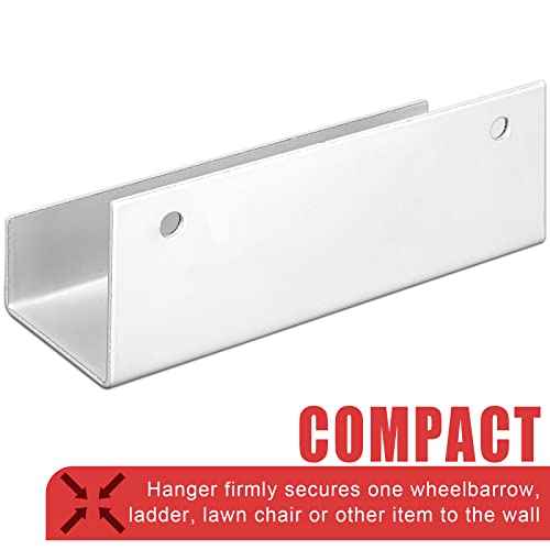 Blulu 4 Pieces Wall Mount Ladder Wall Wheelbarrow Hanger Steel Garage Storage Hook Wheelbarrow Hanger Heavy Duty Garage Storage Organizer for Hang Ladders Carts Chair Bicycle(White)