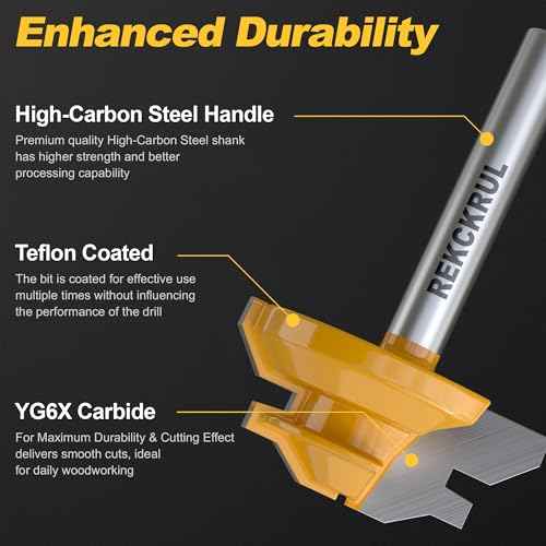Professional 3 PCS 45 Degree Lock Miter Router Bit Set - Carbide Tipped, 1/4" Shank, Cutting Height: 1/2", 5/8", 3/4", Woodworking Tools for Cabinets, Drawers, Doors & Furniture