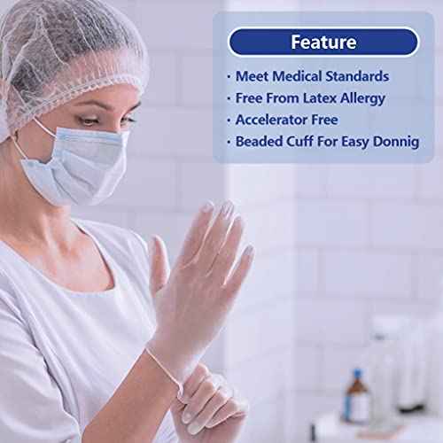 Safe Health Vinyl Exam Disposable Gloves, Free of Latex & Powder, Clear, 3.5 Mil, Medical Grade