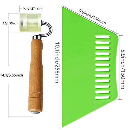 Adhesive Wallpaper Install Tool Kit with Double-sided Tape Measure, Craft Knife with 5 Blades, 3 Types of Scrapers, PU Hand Roller, for Wallpaper Window Film and Car Deadening Mats