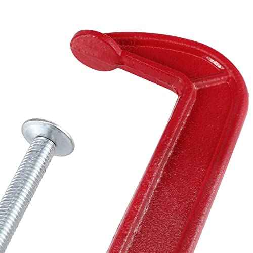 JAPCHET 8 Packs 4 Inches Red C Clamp, Malleable Iron C-clamp, Heavy-Duty C-Clamp for Metalworking, Woodworking, 4-Inch Max Jaw Opening, 2-Inch Throat Depth