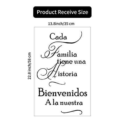 CADA Familia tiene UNA Historia Art Wall Decals, Warm Family Quotes Wall Decal, Vinyl Sayings Words Wall Decor, Removable DIY Wall Mural for Bedroom, Living Room, Home Decoration