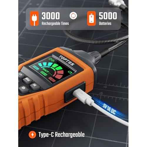 PT520A+ Rechargeable Gas Leak Detector, Natural Gas Detector with 17-inch Probe, Checking Combustible Leaks Like Propane, Methane, Butane for Home, HVAC and RV - Orange