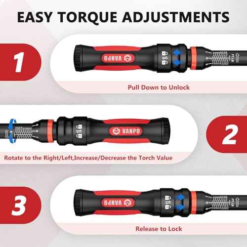 VANPO Torque Wrench 1/2-Inch Drive, 10-170.0ft.lb/13.60-230.5Nm,72 Tooth, TRP+ABS Plastic Handle, Click Torque Wrench with 1/2" to 3/8" Adapter & 125mm Extension Bar for Moto, Automotive Maintenance