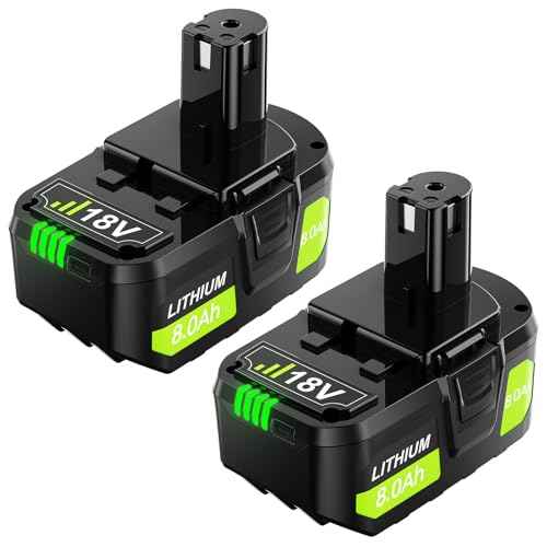 Upgraded 8.0Ah Replacement for Ryobi 18V Battery Compatible with Ryobi ONE+ 18V Battery PBP005 P102 P103 P104 P105 P107 P108 P109 P122 Cordless Power Tools with LED Indicator, 2 Pack