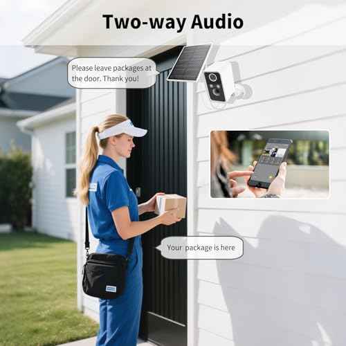 Security Camera Wireless Outdoor,Wireless Solar Outdoor Camera, Night Vision,PIR Motion Detection,Weatherproof,No Wiring Needed,Compatible with 2.4GHz WiFi,Compatible with Alexa