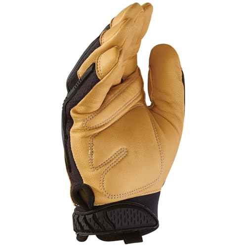 Klein Tools 60188 Work Gloves, Professional Grade Leather Gloves with Knuckle and Finger Protection, Thumb Reinforcement, Mesh Back, Large