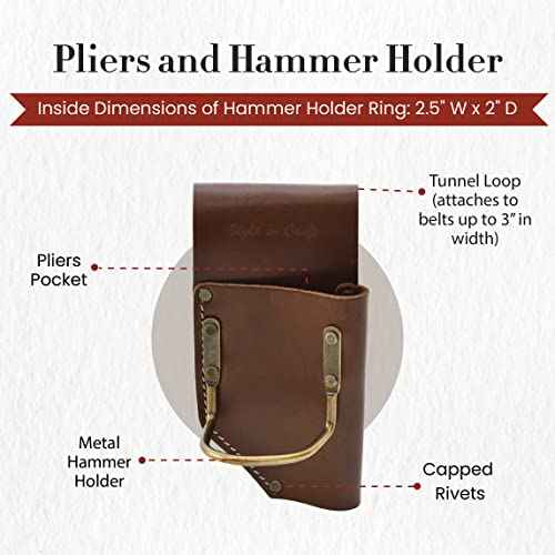 Style N Craft Pliers and Hammer Holder, Multi Tool Holder, Full-Grain Leather Tool Pouch