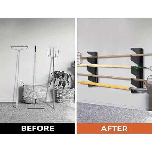 Garden Tool Storage Rack, Wall Mounted Garage Organizer, Heavy Duty, 200 lbs Capacity (2)