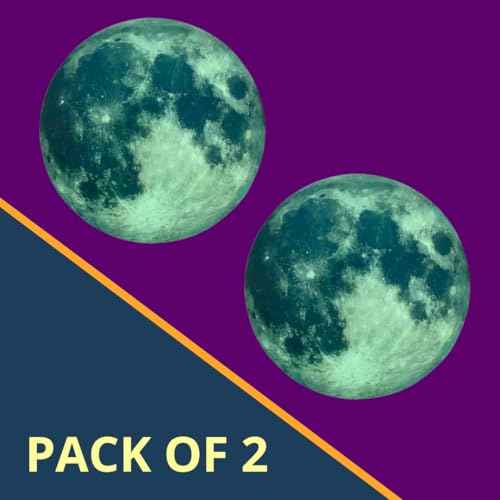 Glow in The Dark Moon Wall Stickers, 12 Inches, 2 Pack