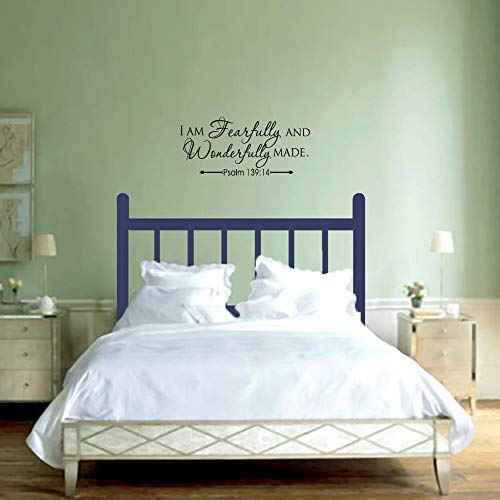 I AM Fearfully and Wonderfully Made Psalm 139:14 Vinyl Wall Decal Bible Scripture Inspirational Quotes Wall Art Religious D?cor