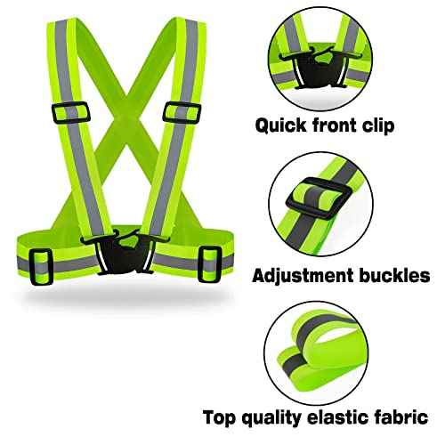 DUSKCOVE 10 Pack Hi Vis Safety Vests - Adjustable Bright Neon Color High Visibility Reflective Safety Straps Gear for Traffic Control, Running, Cycling
