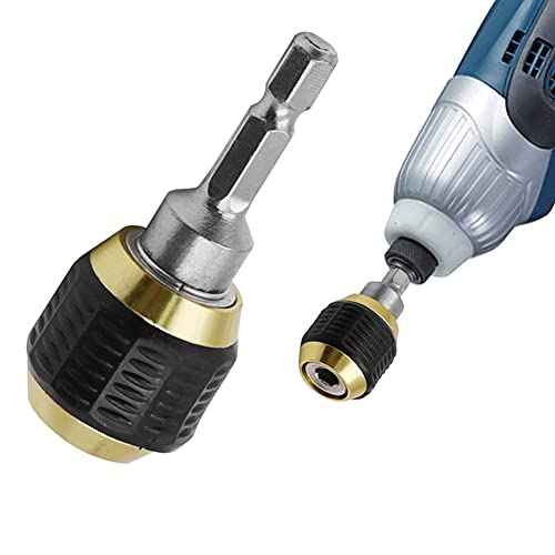 2 Pcs 1/4 Inch Hex Shank Drill Bit Extension Screwdriver Bit Holder Extension Rod Self-Locking Drill Bit Holder Quick Release Chuck Adapter Connector Power Drill Tool [60mm Length]