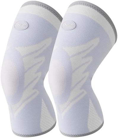 Sports Slim Knee Braces for Women - No-Slip Knee Compression Sleeve for Dance, Yoga, Knee Support for Knee Pain, Joint Pain Relief(Bright White, XL, 2 Pack)
