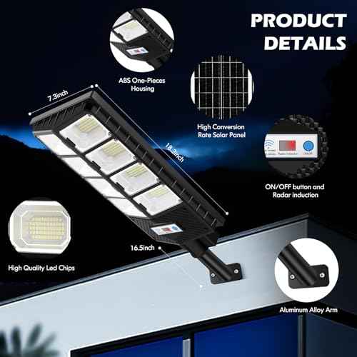 VUAA 2 Pack Solar Street Lights Outdoor Waterproof, 10000LM 448 LEDs Solar Parking Lot Lights Dusk to Dawn,Outdoor Flood Light with Motion Sensor and Remote Control for Area Lighting Yard, 6500K