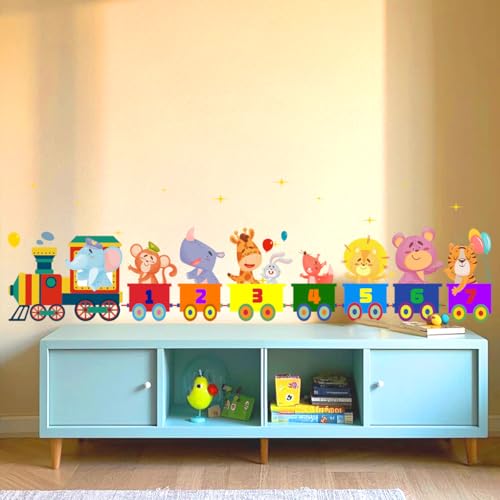 Animals Train Wall Stickers Kids,Nursery Daycare Playroom Wall Decals,Cute Wall Decors for Boy,Girl,Toddler.