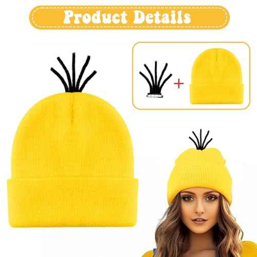 MOVINPE Halloween Costume Accessories, Steampunk Goggles Glasses Yellow Beanie Hats Elastic Suspenders Socks Gloves Buttons Halloween Cosplay Party Set