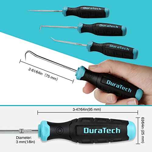 DURATECH 4 Piece Hook and Pick Set, Offset, Straight, 90¡ÆPick and Hook, Used for Auto and Electronics Maintenance Tools, with Storage Tray