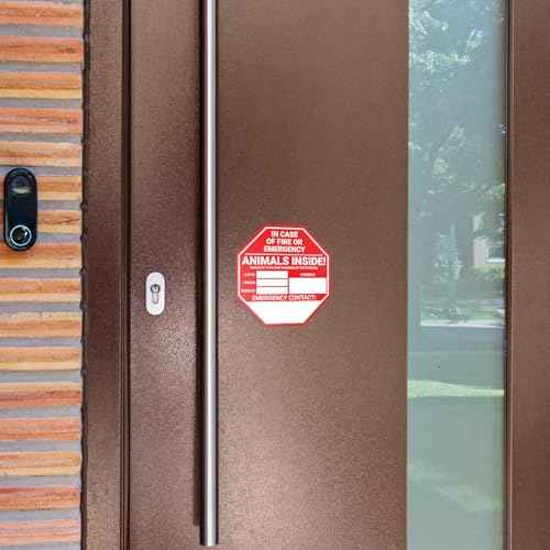 Pet Rescue Sticker Fire Safety - 4 Pack of Window Door Stickers - Save Our Pets Emergency Pet Window Decal - Dog Cat Pet - 3 Animal Rescue Designs to Choose from - 5 Inch Decals (Emergency Stop Sign)