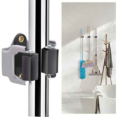 3-H 10 Pack Mop and Broom Holder Big Size Hanging 1 KG Extra, Broom Holder Wall Mount for Hanging and Organizing Shove Rake Yard Tools in Garage Garden Shed Laundry Kitchen up to 1.45 Inch (black)