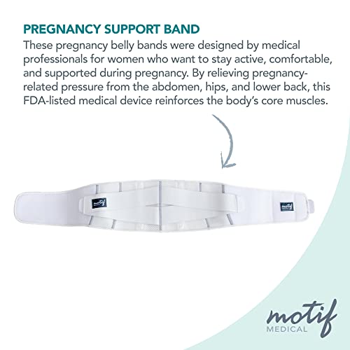 Motif Medical Pregnancy Support Band – Breathable, Adjustable Pregnancy Belly Support Band - Maternity Support Band Relieves Pressure on Abdomen, Lower Back, Hips & Pelvis (X-Large, White)
