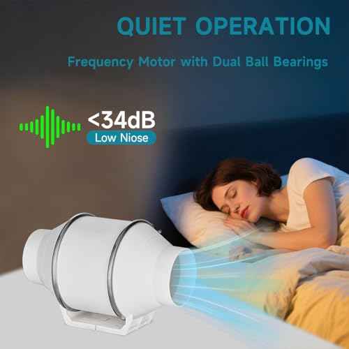 4 Inch Duct Fan with Switch - Modunful Inline Ventilation Exhaust Fan 3-pin AC, 180 CFM Duct Intake High Efficiency Air Fan for Vent Bathroom, Kitchen, Grow Tent, Hydroponics, 3D Printer