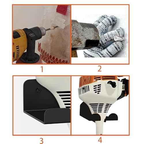 2 Pack Garden Tool Organizer Wall Mount, Heavy Duty Adjustable Garage Storage and Organization Yard Tool Hanger, Power Tool Hanger for Grass Trimmer Hedge Trimmer Garden Tool Organizer Black