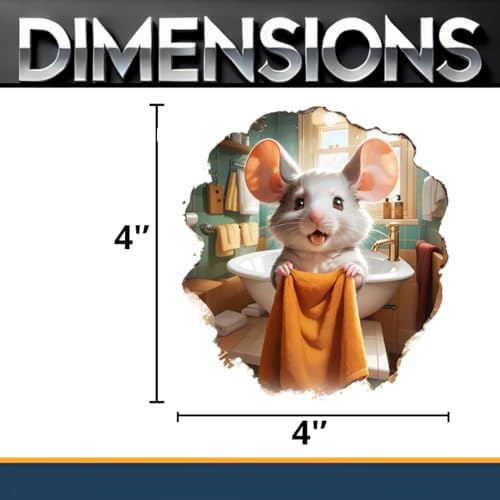 Mouse in The Bathroom Wall Sticker 3D, Pack of 2, Size 4 inches