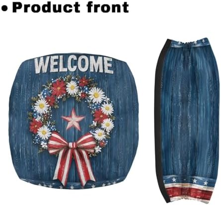 Seat Cover for Walkers for Seniors American Flag Wreath Walker Seat Covers for Ladies Men Rollator Accessories for Seniors Independence Day Rollator Walker Seat and Backrest Covers Gifts