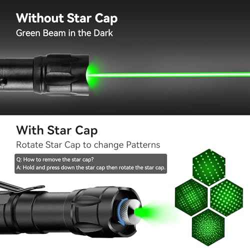 [2 Packs] Rechargeable Green Laser Pointer High Power Green Beam Light Long Distance Range for TV/LED/LCD Screens Tactical Flashlights Presentation Office/Outdoors/Astronomic/Construction [005]