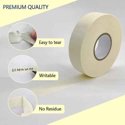 NETEHA 3 Rolls Painters Tape Masking Tape 1 Inch x 55 Yard, No Residue Adhesive Tape for Wall Painting, Decoration Labeling and DIY Crafts (Beige White)