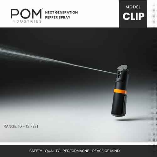 POM Pepper Spray Combo Pack, Keychain & Clip Model, Max Police Strength OC Formula, Quick Key Release, Flip Top Safety, 10 ft Range, 25 Bursts, 0.5 fl oz, Compact Tactical Design for Everyday Carry