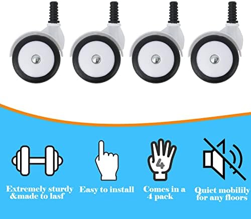 BAYWYI Baby Walker Wheels Replacement, Set of 4, Accessories, Plastic Rubber Casters, Universal Black-4, 9mm