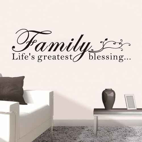 Inspirational Family Wall Stickers for Bedroom: Home Quotes Motivational Vinyl Art Wall Decals for Living Room Kitchen Apartment Bathroom - Family Life's Greatest Blessing 25" X 7"