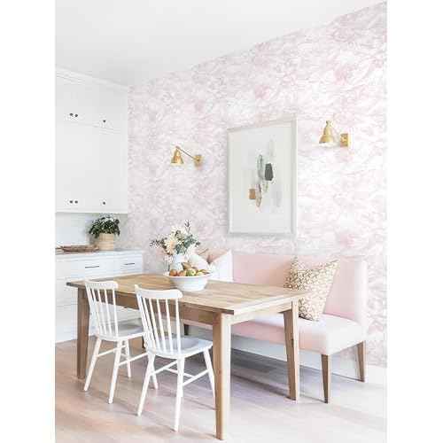 Dimoon 78.7"x17.3" Peel and Stick Wallpaper Floral Contact Paper Boho White Pink Flower Wallpaper Removable Wall Paper Self Adhesive Modern Contactpaper for Cabinets Drawers Bedroom Thicken Vinyl