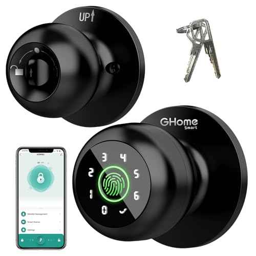 GHome Smart Fingerprint Door Lock, 4 in 1 Smart Fingerprint Door Knob with Keypad, App Control, Auto Lock, Biometric Door Knob with Lock for Bedroom, Apartment, Garage, Home & Office