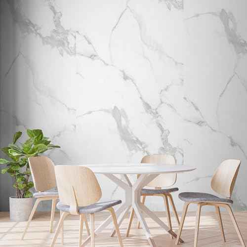 Marble Peel and Stick Waterproof Wall Paneling, 118" x 47" Carrara White Glossy Finish Self-Adhesive Backsplash Tile Vinyl Wall Panel for Kitchen Bathroom Wall Decor, Covers 38.75 Sq. Ft.
