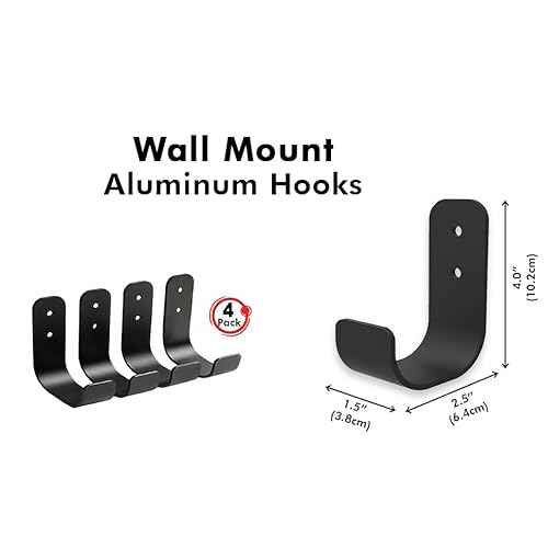 Heavy Duty Garage J Hooks - 4-Pack Wall Mount Organizer for Shop, Tools, Bike, Ladder with Installation Kits