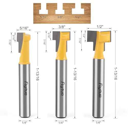 3Pcs Keyhole Router Bits Set 1/4" Shank, Carbide T-Slot Router Bit with 5/16 & 3/8 & 1/2 Inch Blade Diameter for Wood Hex Bolt T-Track Slotting Milling Cutters Set