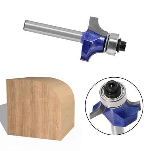 Roundover Router bit Set£¬Professional 1/4 inch Shank Roundover Edging Router Bit Set£¬Bearing Guide for Rounding Edge bit (for R 1/8", 1/4", 3/16", 25/64") 4Pcs (Roundover Router bit Set)