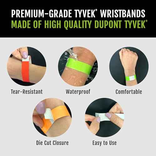 100 WristCo Caribbean Blue Tyvek Wristbands for Events - Comfortable Tear Resistant Paper Bracelets ID Wrist Bands for Concerts Festivals Admission Party Identification
