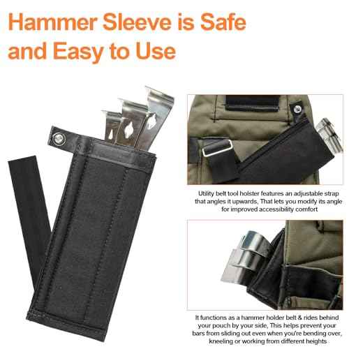 Flat Bar Holster Replacement for Diamondback Utility Holster for Multitool Pouches, for Diamondback Hammer Holsters Tool Belts Holsters Sleeve Adjustable Strap - Suit for Carpenters, Roofers, Framers