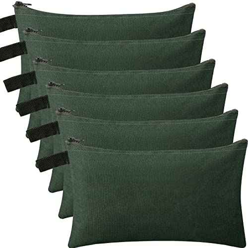 Eccliy 12 Pcs Canvas Tool Bag Pouch 16 oz Heavy Duty Zipper Pouch Bag 11.81 x 7.87 Inch Utility Multipurpose Tote Organizer with Dependable Zipper Storage Organizer for Tool Organization(Army Green)