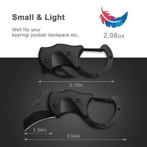 Small Pocket Knife for Men Women, Carabiner Mini Keychain EDC Gadgets Box Cutter Folding Knives for Indoors Outdoors, Gifts Stocking Stuffers for Him and Her